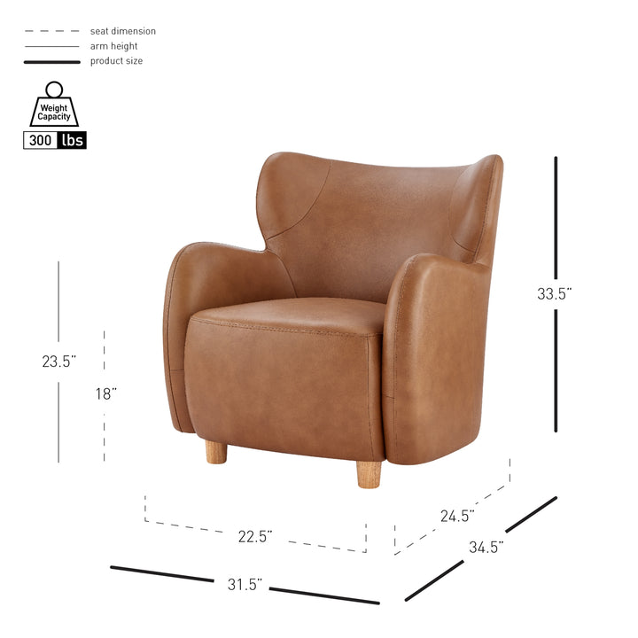 Tiffany Top Grain Leather Accent Arm Chair - Garrett Caramel - view 2