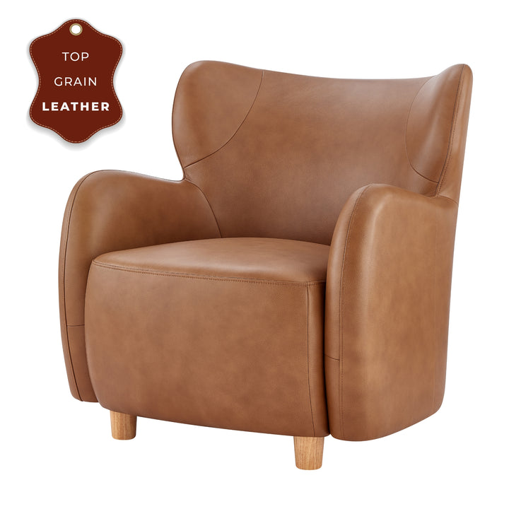 Tiffany Top Grain Leather Accent Arm Chair - Garrett Caramel