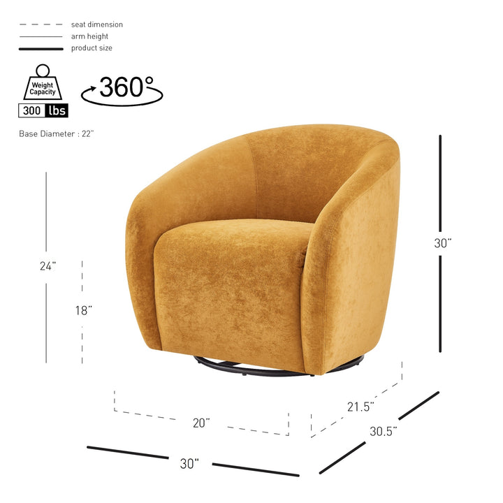 Regina Velvet Swivel Accent Arm Chair - Dainty Caramel - view 2
