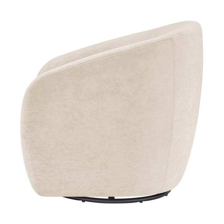 Regina Velvet Swivel Accent Arm Chair - Dainty Cream - view 4