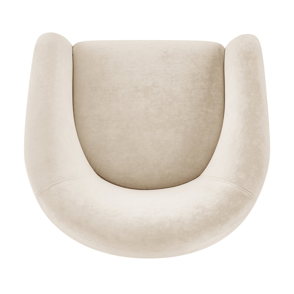 Regina Velvet Swivel Accent Arm Chair - Dainty Cream - view 7