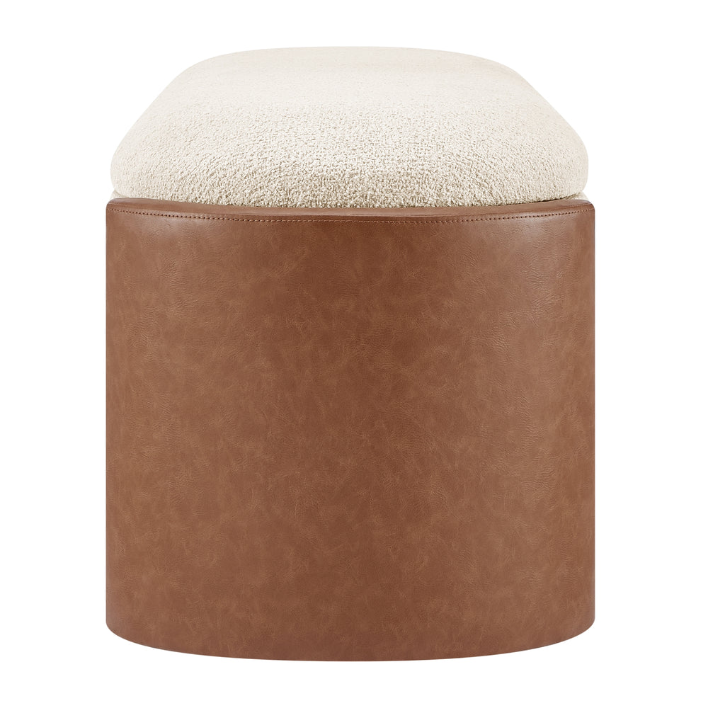 Alyssa Boucle/Faux Leather Storage Bench - Palladian Beige/Vintage Cider - view 4