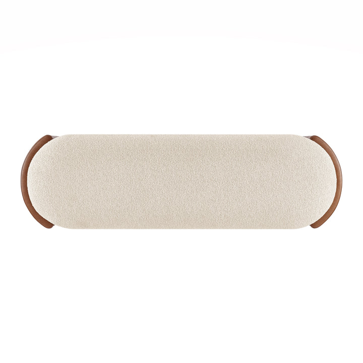 Alyssa Boucle/Faux Leather Storage Bench - Palladian Beige/Vintage Cider - view 7