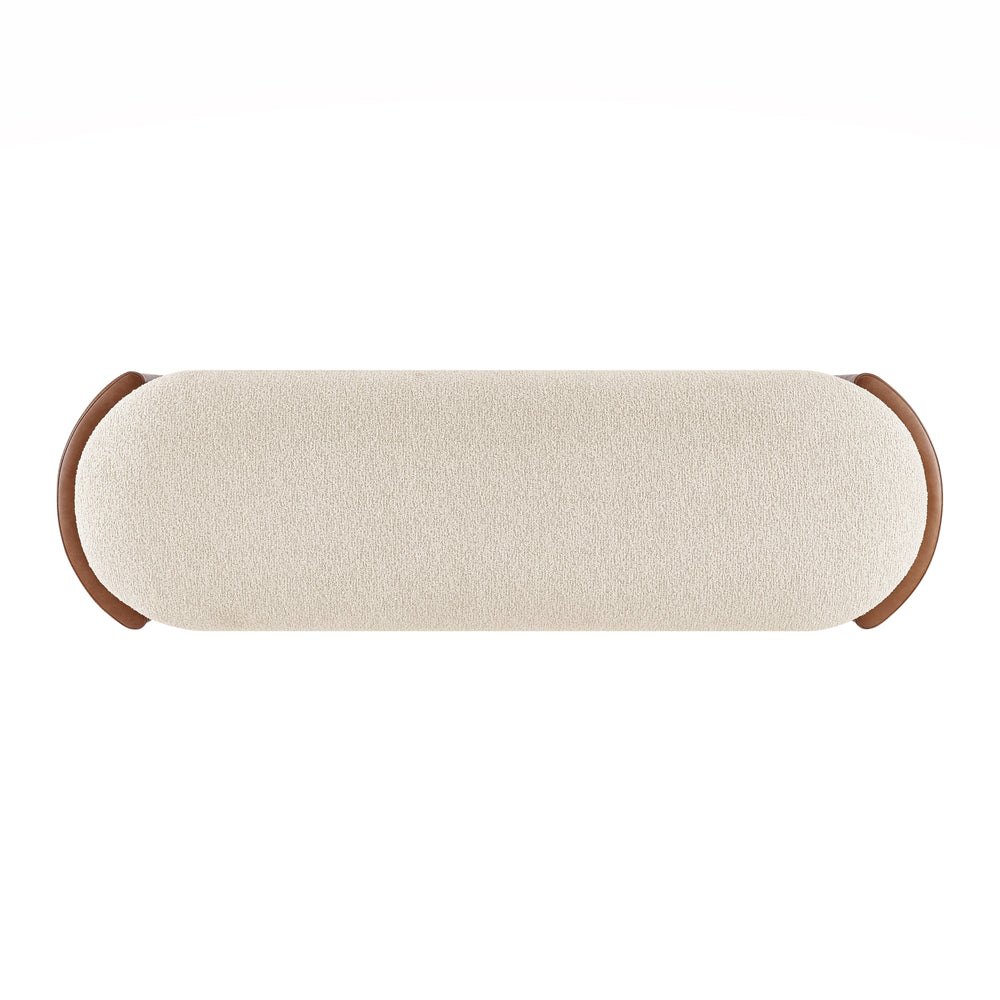 Alyssa Boucle/Faux Leather Storage Bench - Palladian Beige/Vintage Cider - view 7