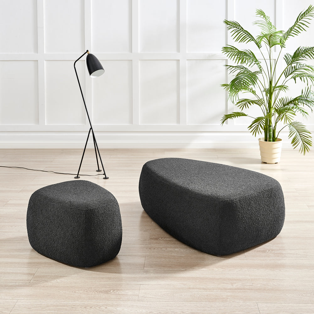 Carlese Boucle Small Ottoman - Palladian Charcoal - view 3