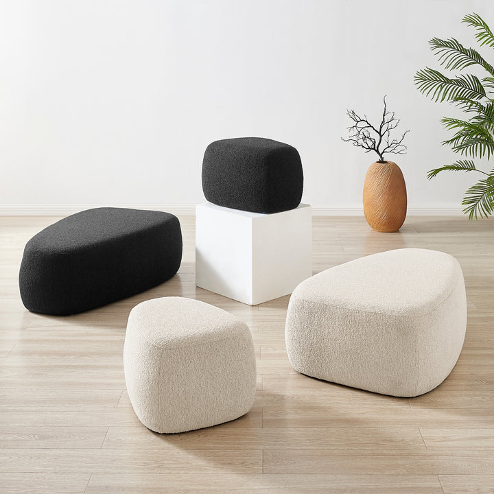 Carlese Boucle Small Ottoman - Palladian Charcoal - view 4