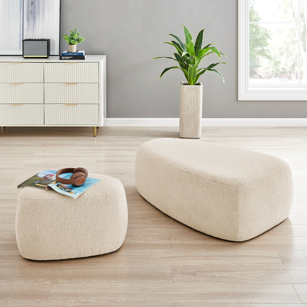 Carlese Boucle Big Ottoman - Palladian Beige - view 3