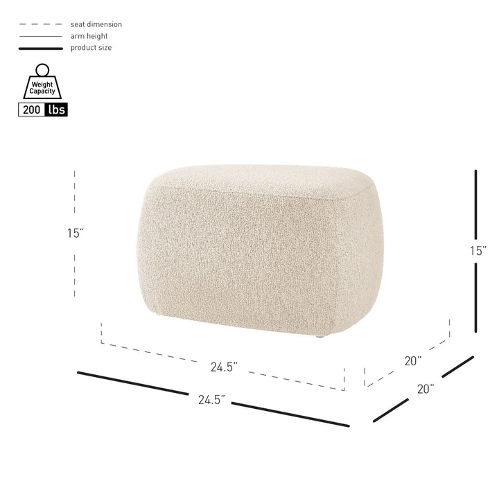 Carlese Boucle Small Ottoman - Palladian Beige - view 2