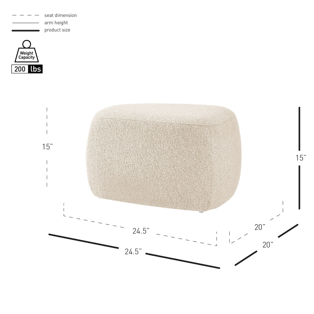Carlese Boucle Small Ottoman - Palladian Beige - view 2