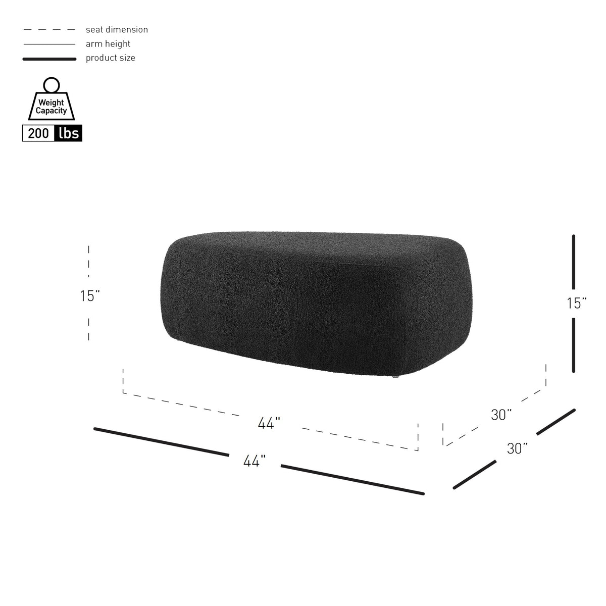 Carlese Boucle Big Ottoman - Palladian Charcoal - view 2