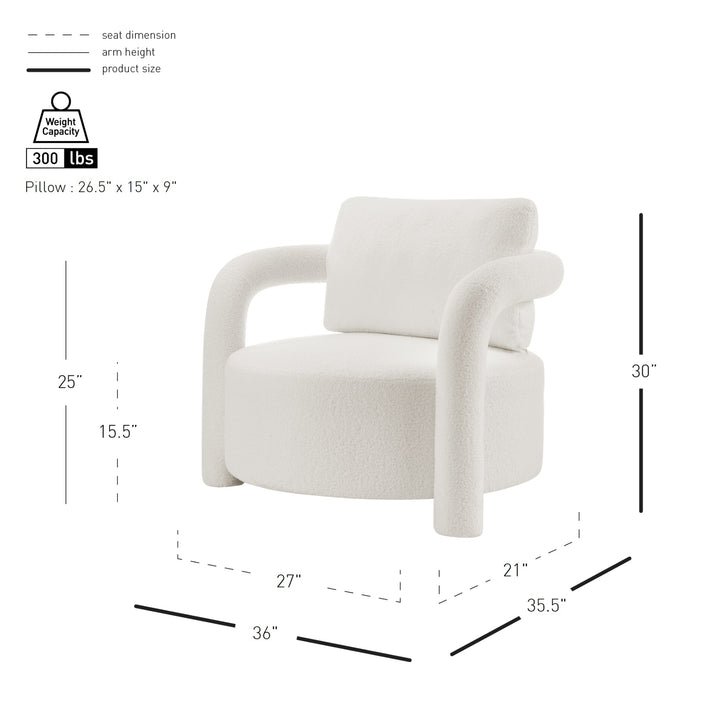 Maisie Faux Shearling Accent Arm Chair - Wilmont White - view 2