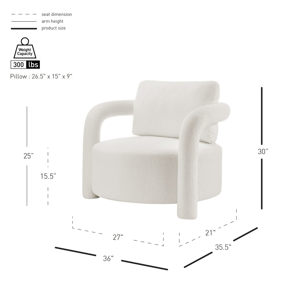 Maisie Faux Shearling Accent Arm Chair - Wilmont White - view 2