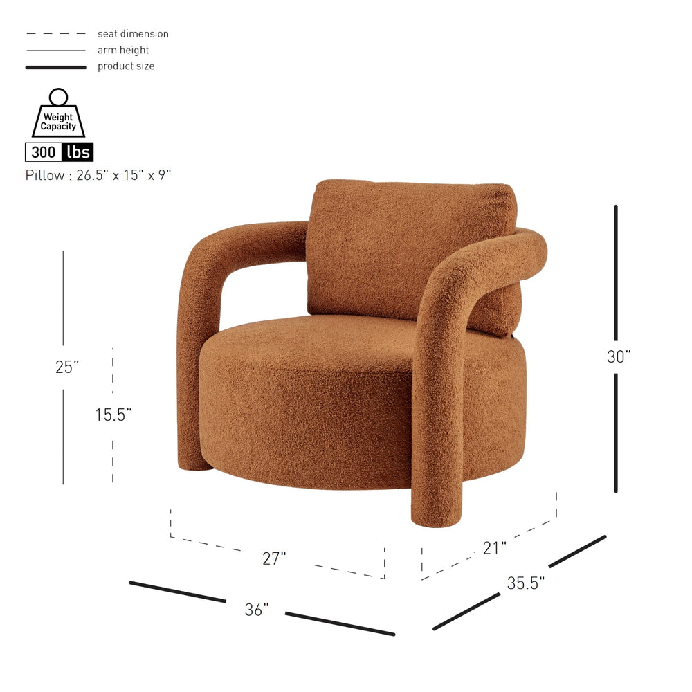 Maisie Faux Shearling Accent Arm Chair - Wilmont Brown - view 2