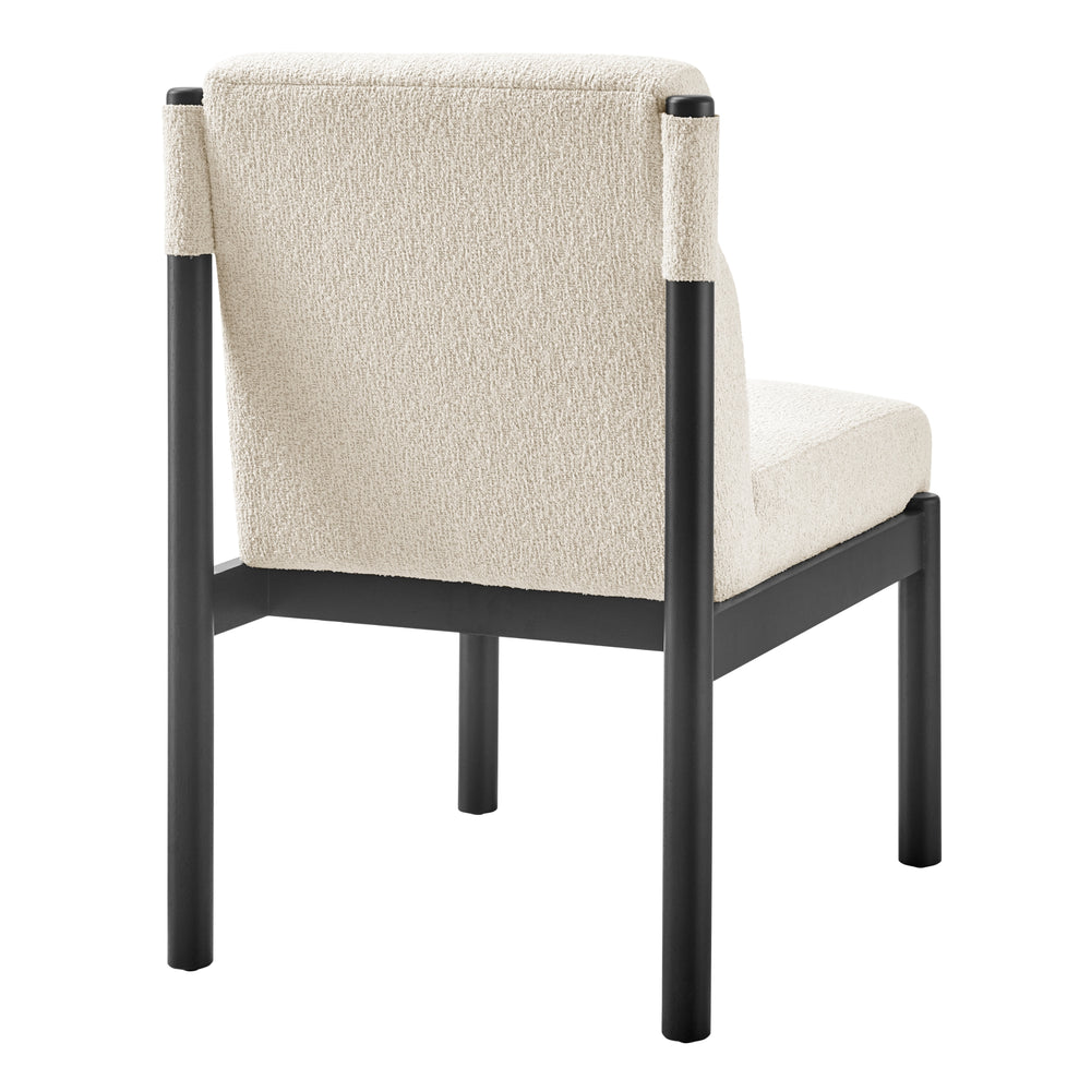 Micah Boucle Dining Side Chair Black Frame - Palladian Beige - view 7