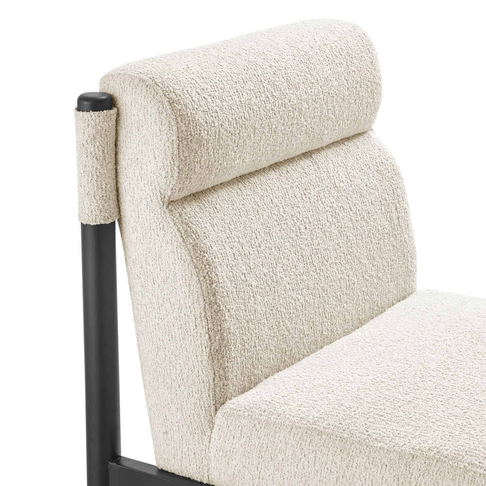 Micah Boucle Dining Side Chair Black Frame - Palladian Beige - view 9