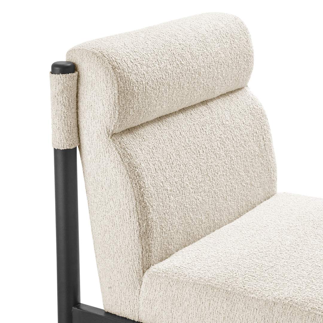 Micah Boucle Dining Side Chair Black Frame - Palladian Beige - view 9