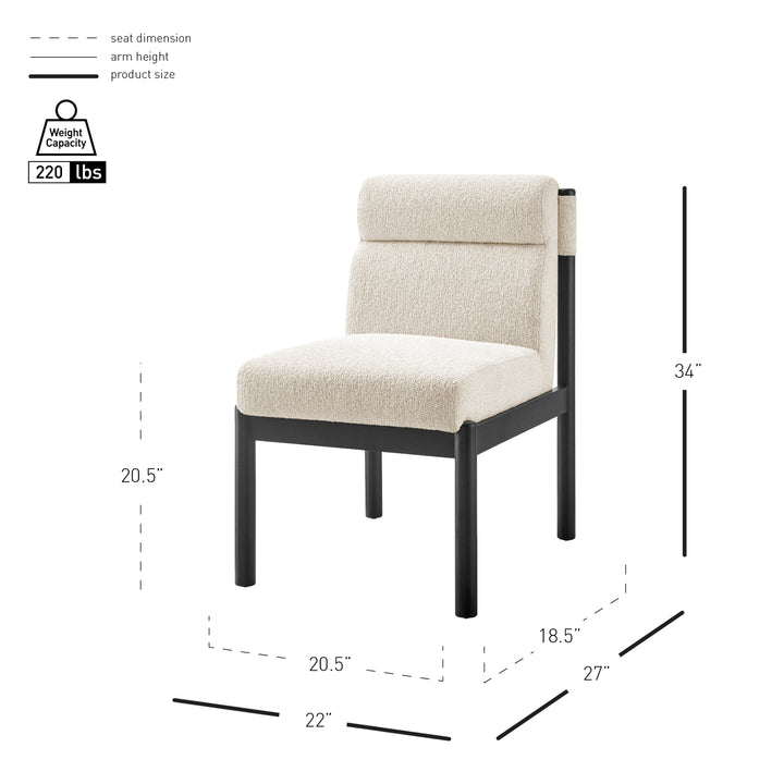 Micah Boucle Dining Side Chair Black Frame - Palladian Beige - view 2