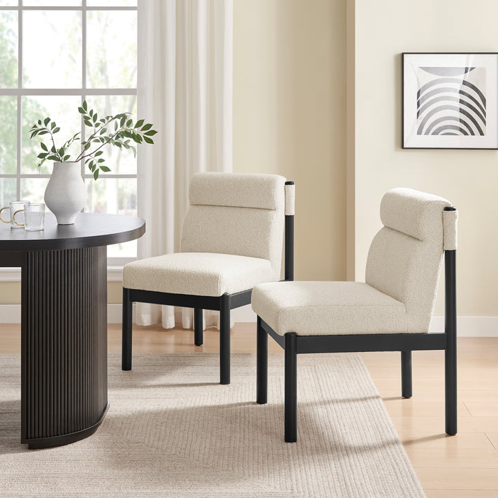 Micah Boucle Dining Side Chair Black Frame - Palladian Beige - view 3