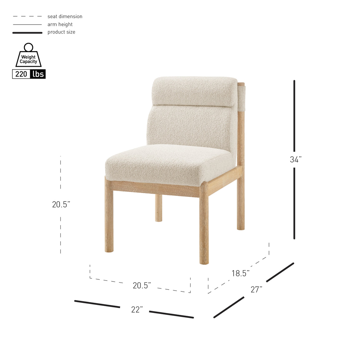 Micah Boucle Dining Side Chair Natural Wood Frame - Palladian Beige - view 2