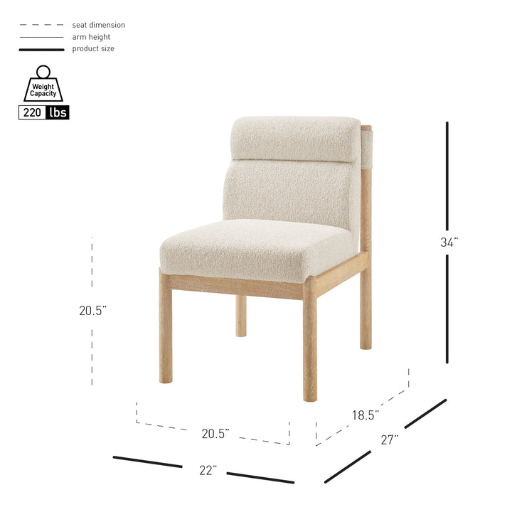 Micah Boucle Dining Side Chair Natural Wood Frame - Palladian Beige - view 2