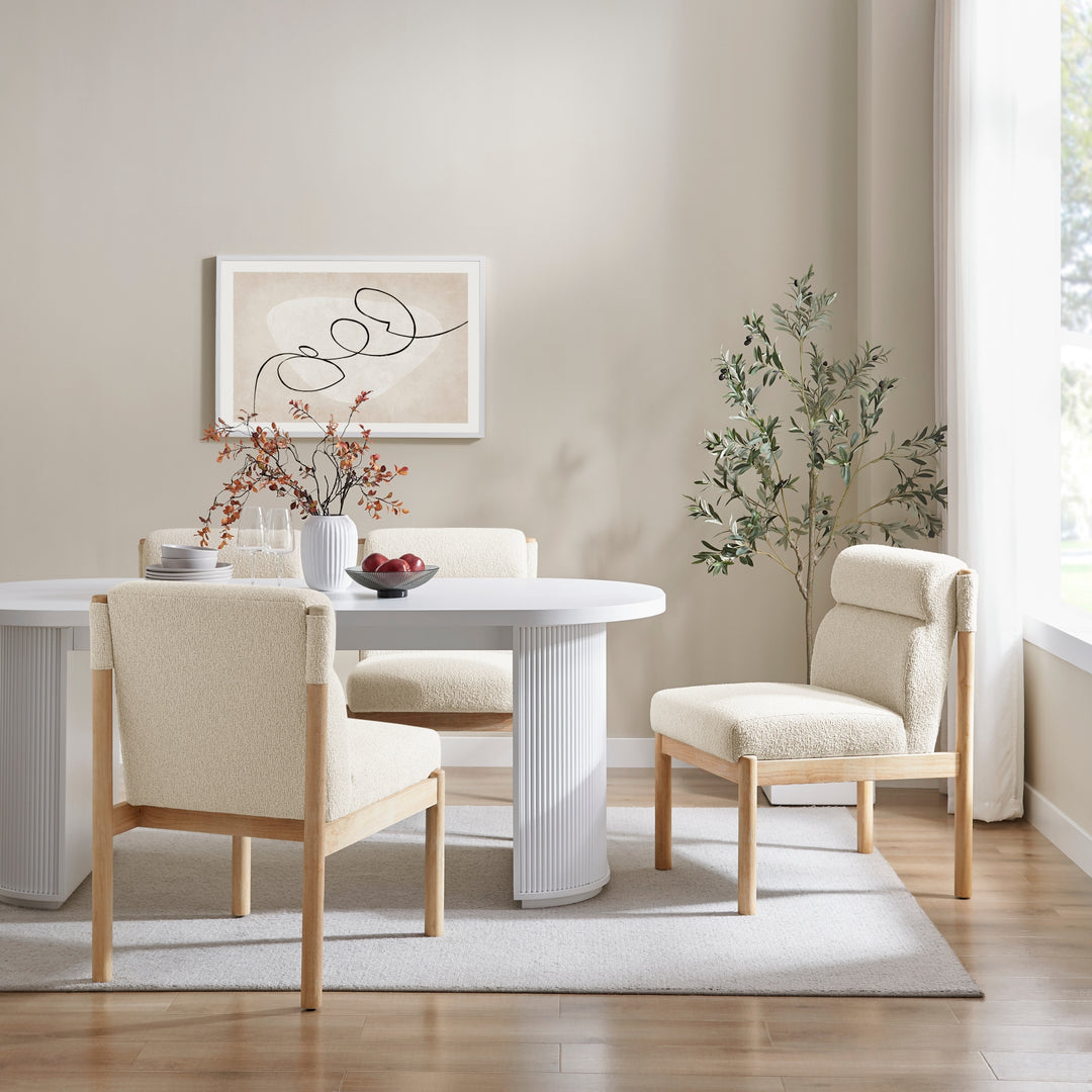 Micah Boucle Dining Side Chair Natural Wood Frame - Palladian Beige - view 3