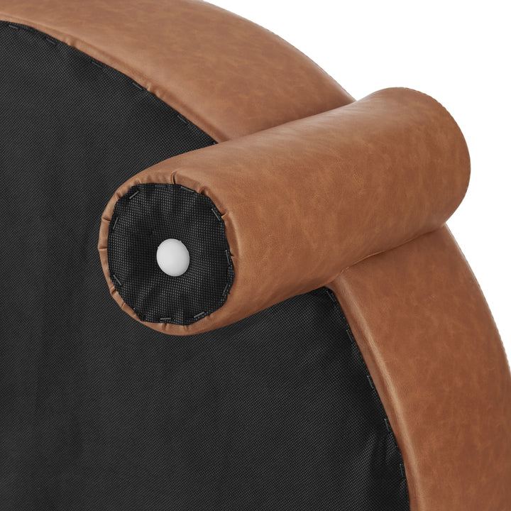 Elora Faux Leather Round Ottoman - Vintage Cider - view 7
