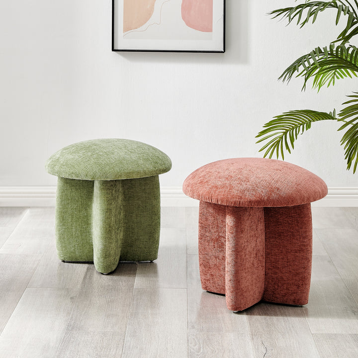 Cielo Chenille Ottoman - Millburry Coral - view 3