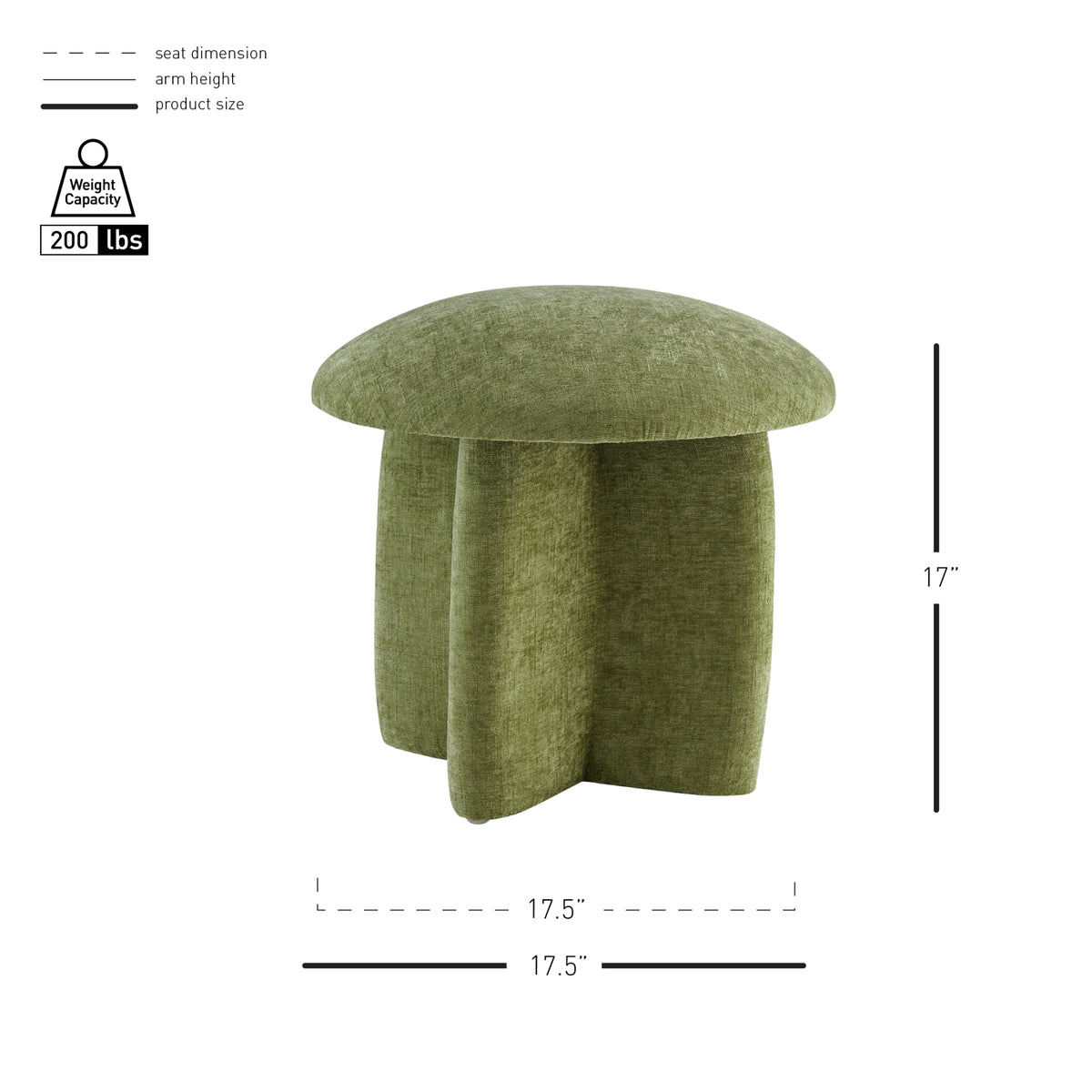 Cielo Chenille Ottoman - Millburry Green - view 2