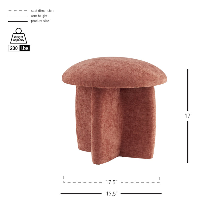 Cielo Chenille Ottoman - Millburry Coral - view 2