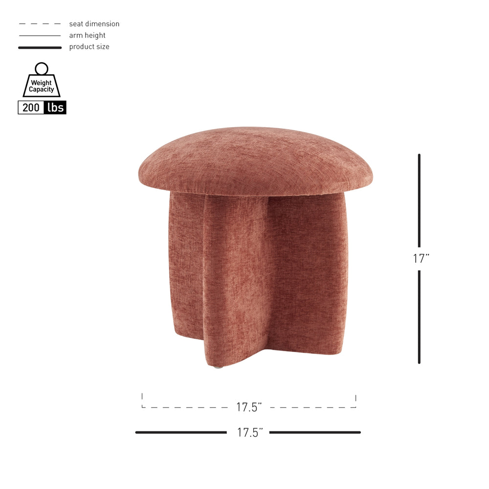 Cielo Chenille Ottoman - Millburry Coral - view 2