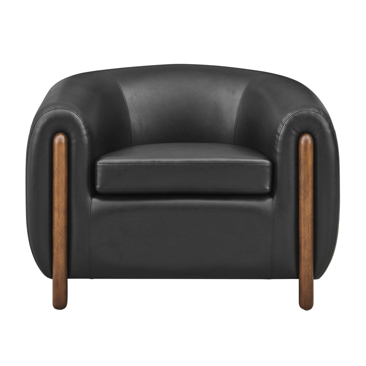 Cordelia Faux Leather Accent Arm Chair - Black - view 4