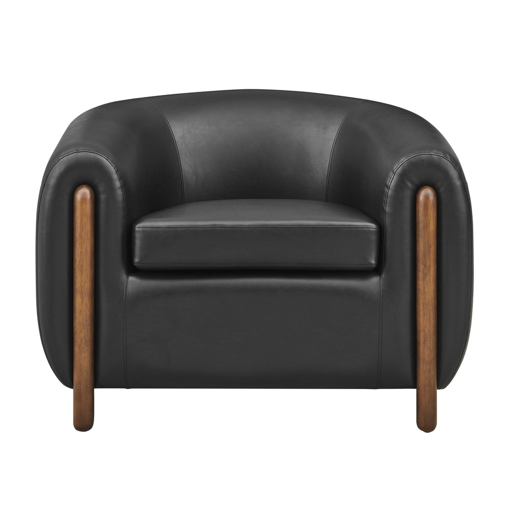 Cordelia Faux Leather Accent Arm Chair - Black - view 4