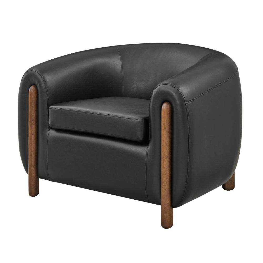 Cordelia Faux Leather Accent Arm Chair - Black