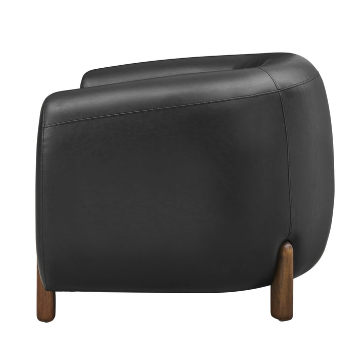 Cordelia Faux Leather Accent Arm Chair - Black - view 5