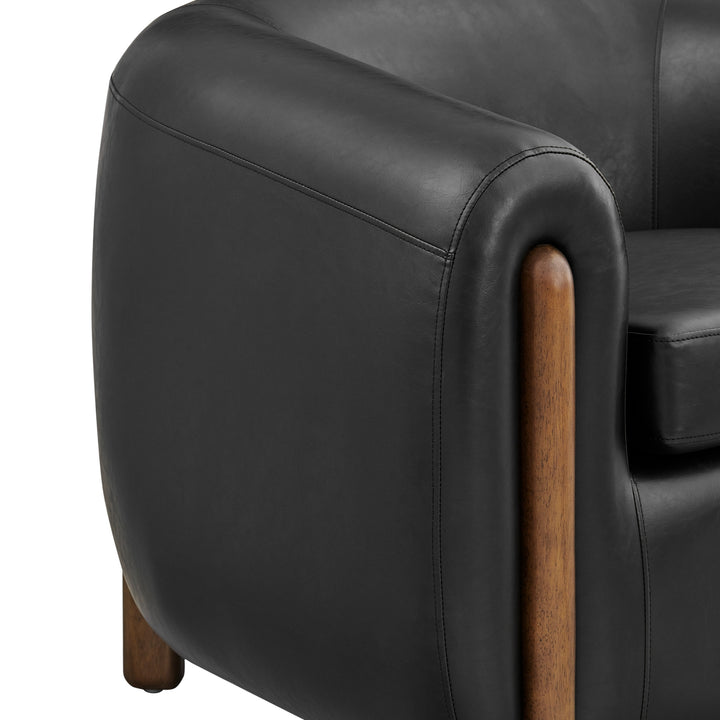 Cordelia Faux Leather Accent Arm Chair - Black - view 9