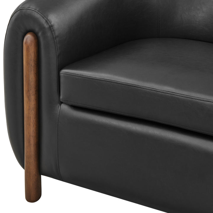 Cordelia Faux Leather Accent Arm Chair - Black - view 10