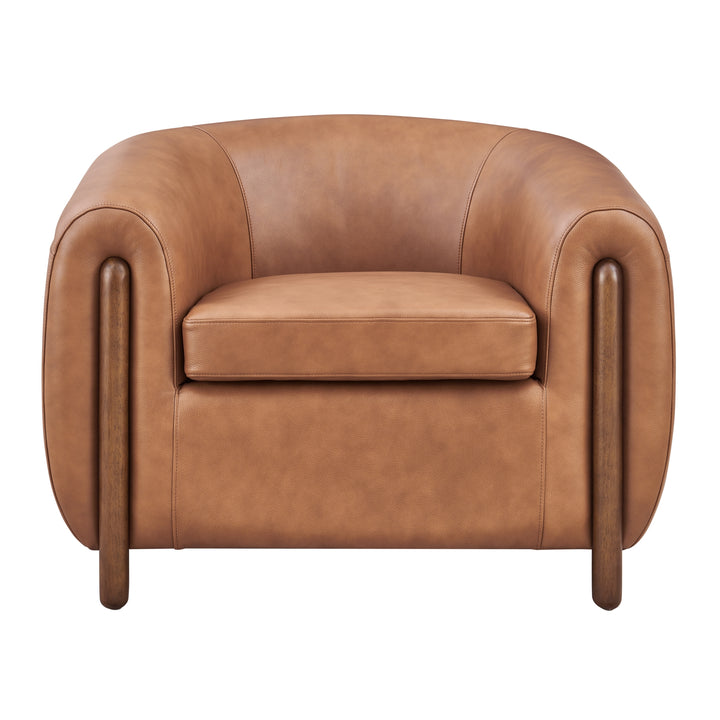 Cordelia Top Grain Leather Accent Arm Chair - Garrett Caramel - view 4