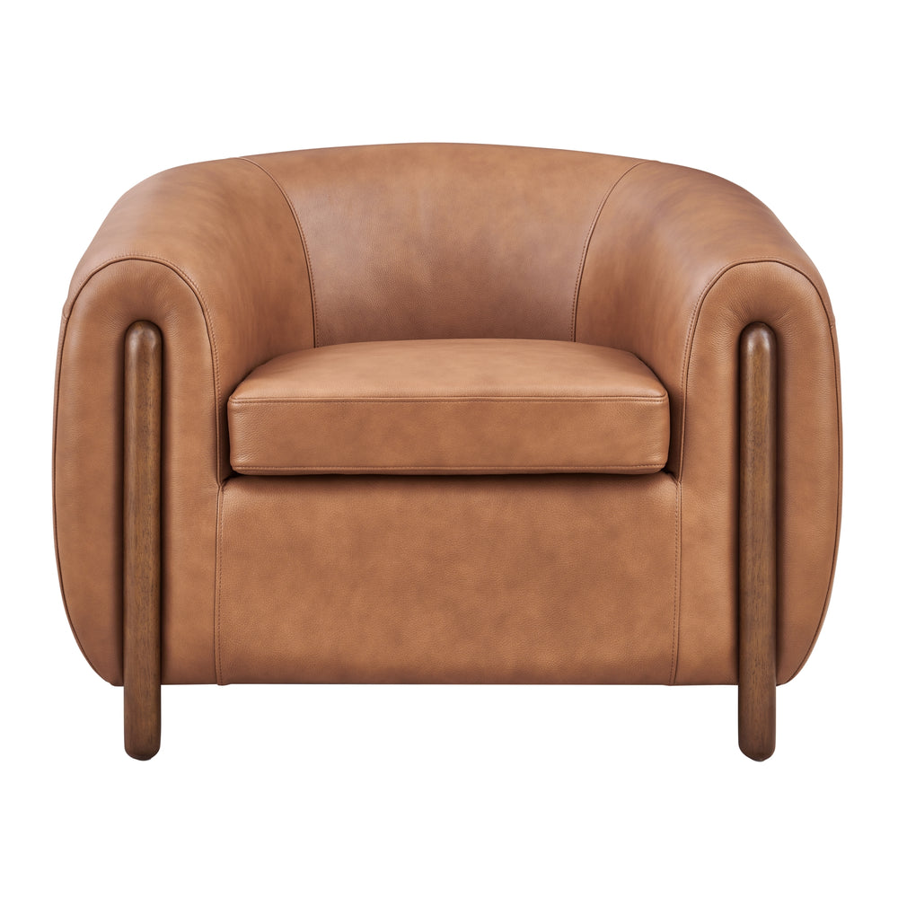 Cordelia Top Grain Leather Accent Arm Chair - Garrett Caramel - view 4