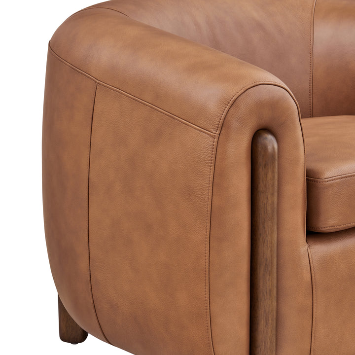 Cordelia Top Grain Leather Accent Arm Chair - Garrett Caramel - view 9