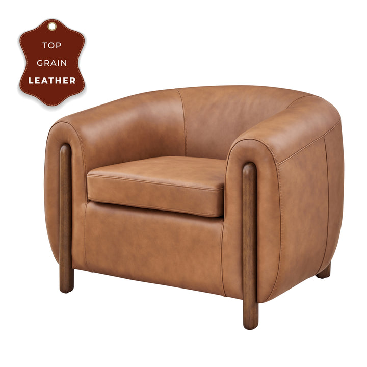 Cordelia Top Grain Leather Accent Arm Chair - Garrett Caramel