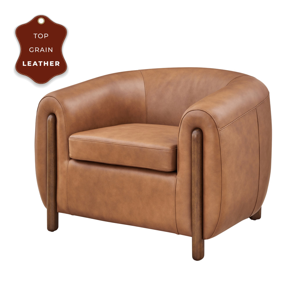 Cordelia Top Grain Leather Accent Arm Chair - Garrett Caramel