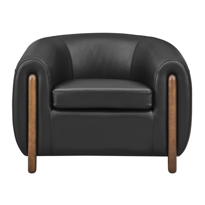 Cordelia Top Grain Leather Accent Arm Chair - Stolm Black - view 4