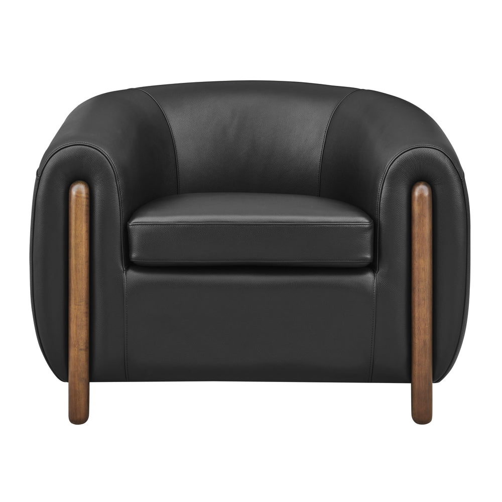 Cordelia Top Grain Leather Accent Arm Chair - Stolm Black - view 4