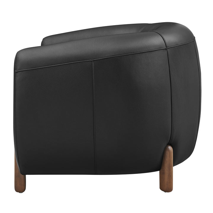 Cordelia Top Grain Leather Accent Arm Chair - Stolm Black - view 5