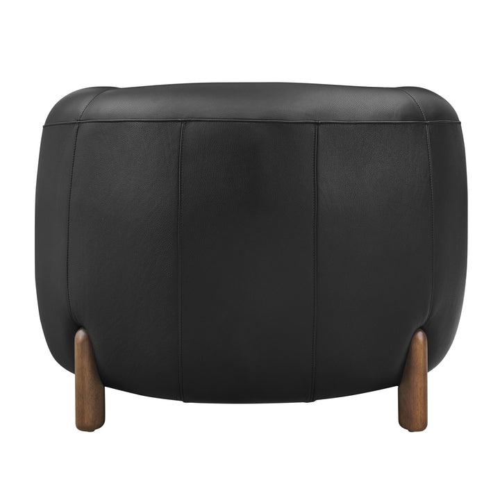 Cordelia Top Grain Leather Accent Arm Chair - Stolm Black - view 6