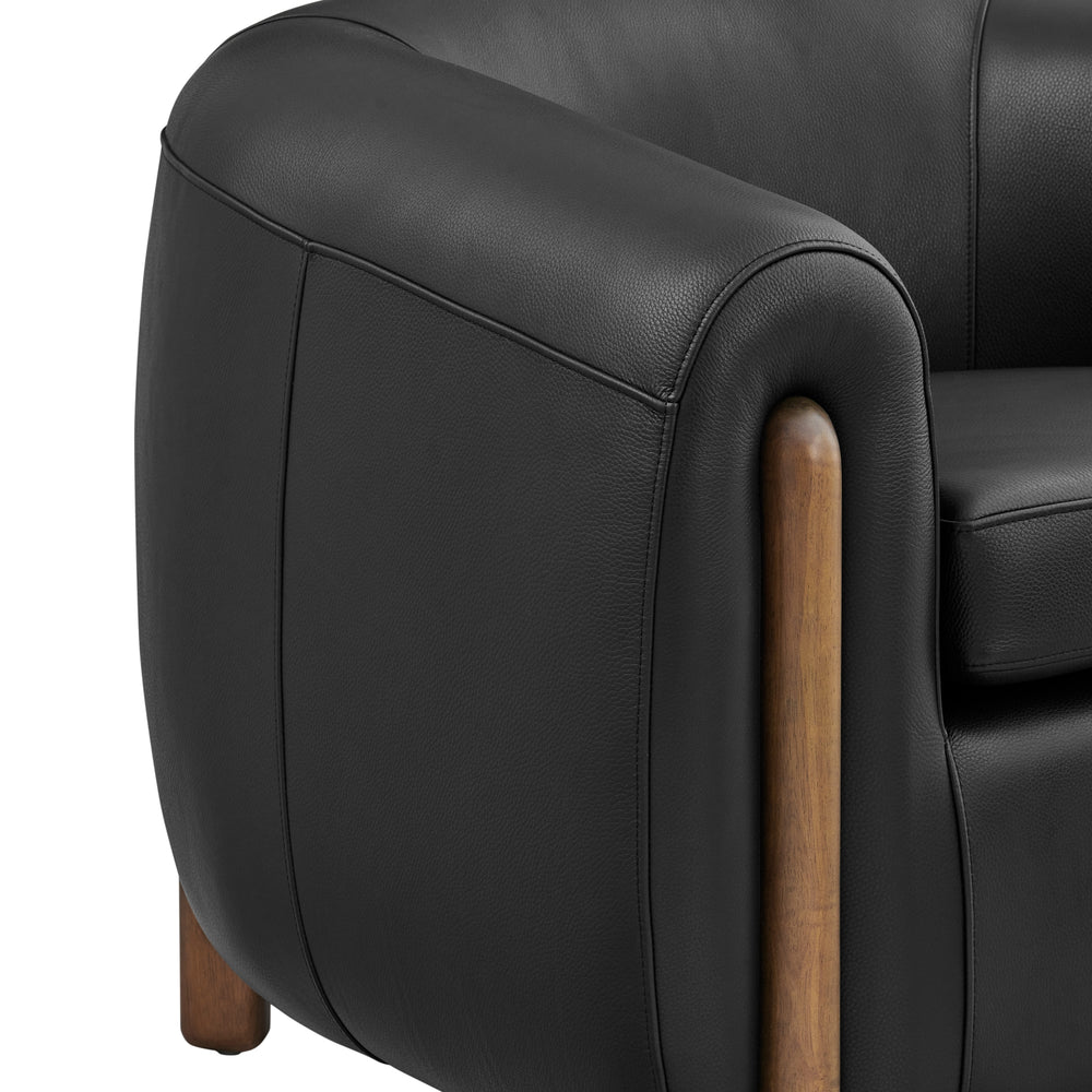 Cordelia Top Grain Leather Accent Arm Chair - Stolm Black - view 9