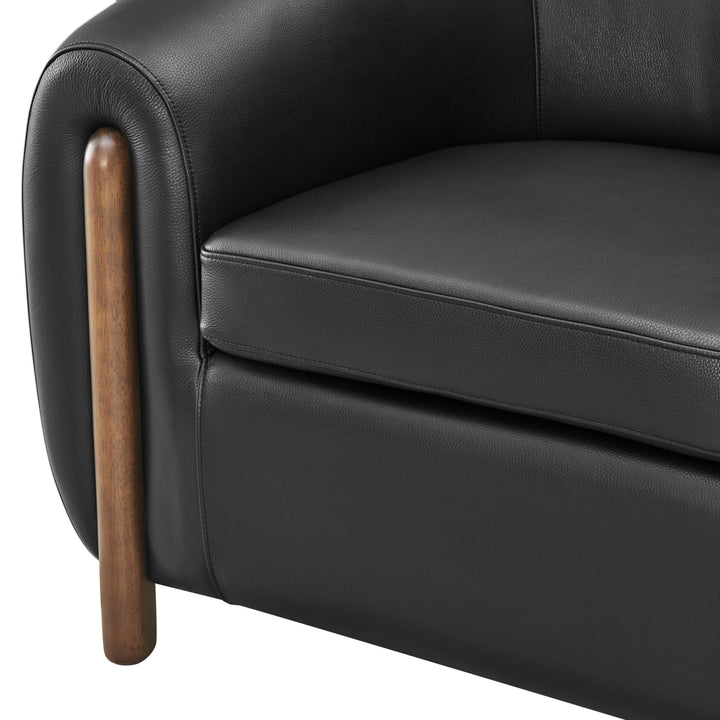 Cordelia Top Grain Leather Accent Arm Chair - Stolm Black - view 10