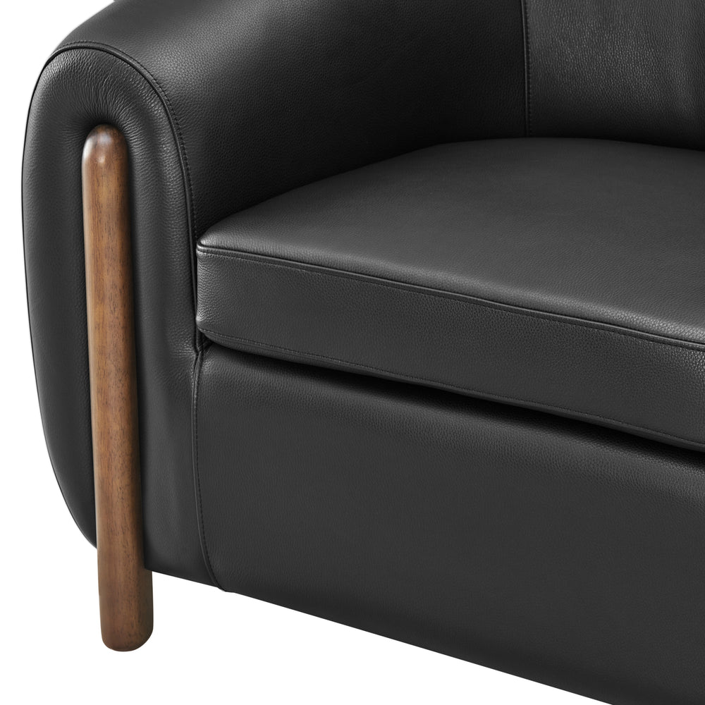 Cordelia Top Grain Leather Accent Arm Chair - Stolm Black - view 10