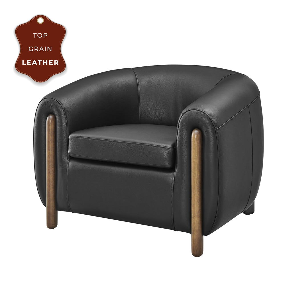 Cordelia Top Grain Leather Accent Arm Chair - Stolm Black