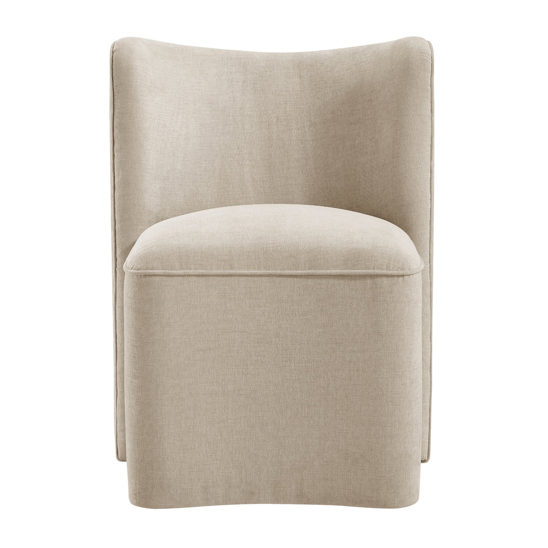 Morraine Chenille Dining Side Chair with Casters - Millburry Beige - view 4